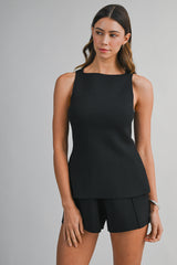 EVELYNN KNITTED SQUARE NECK TOP AND SHORTS SET