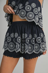 MARLEY EYELET SCALLOP HEM TOP AND SKORT SET