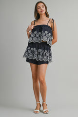 MARLEY EYELET SCALLOP HEM TOP AND SKORT SET