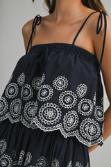 MARLEY EYELET SCALLOP HEM TOP AND SKORT SET
