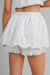 MARLEY EYELET SCALLOP HEM TOP AND SKORT SET