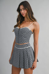 LUELLA EMBROIDERED EYELET TOP AND SKORT SET
