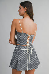 LUELLA EMBROIDERED EYELET TOP AND SKORT SET