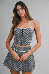 LUELLA EMBROIDERED EYELET TOP AND SKORT SET