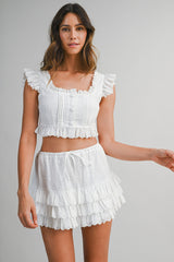 BILLIE EYELET CROP TOP AND MINI SKIRT SET