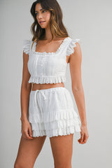 BILLIE EYELET CROP TOP AND MINI SKIRT SET