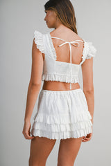 BILLIE EYELET CROP TOP AND MINI SKIRT SET