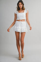 BILLIE EYELET CROP TOP AND MINI SKIRT SET