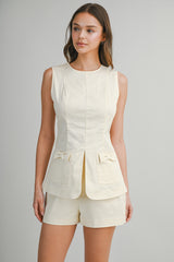 JOYCE COTTON SLEEVELESS TOP AND SHORTS SET