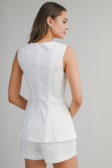 JOYCE COTTON SLEEVELESS TOP AND SHORTS SET