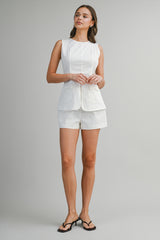 JOYCE COTTON SLEEVELESS TOP AND SHORTS SET