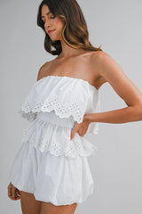 KORA EYELET TUBE TOP AND BUBBLE SHORTS SET