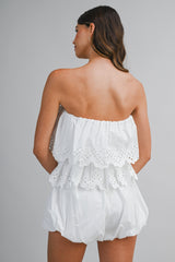 KORA EYELET TUBE TOP AND BUBBLE SHORTS SET