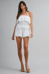 KORA EYELET TUBE TOP AND BUBBLE SHORTS SET