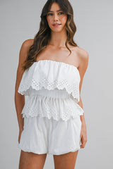 KORA EYELET TUBE TOP AND BUBBLE SHORTS SET