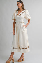 FAWN FLORAL EMBROIDERED TOP & SKIRT SET