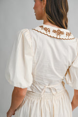 FAWN FLORAL EMBROIDERED TOP & SKIRT SET