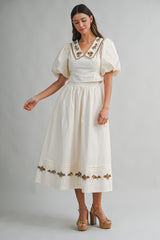 FAWN FLORAL EMBROIDERED TOP & SKIRT SET
