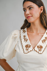 FAWN FLORAL EMBROIDERED TOP & SKIRT SET