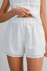 MILEY EMBROIDERY STRAP TOP AND SHORTS SET