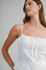 MILEY EMBROIDERY STRAP TOP AND SHORTS SET