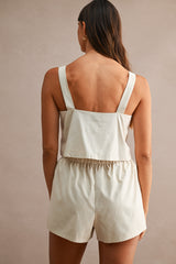 ROBYN EMBROIDERED FRONT TIE TUNIC TOP AND SHORTS SET