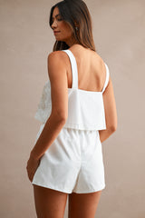 ROBYN EMBROIDERED FRONT TIE TUNIC TOP AND SHORTS SET