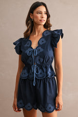 JAINA EMBROIDERED SCALLOP TOP AND SHORTS SET