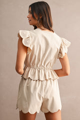 JAINA EMBROIDERED SCALLOP TOP AND SHORTS SET