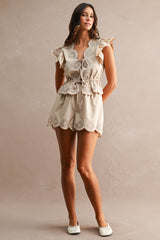 JAINA EMBROIDERED SCALLOP TOP AND SHORTS SET