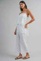 ALAIA EMBROIDERED EYELET TOP AND PANTS SET