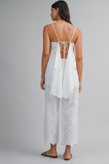 ALAIA EMBROIDERED EYELET TOP AND PANTS SET
