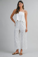 ALAIA EMBROIDERED EYELET TOP AND PANTS SET