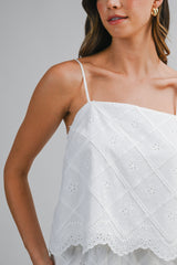ALAIA EMBROIDERED EYELET TOP AND PANTS SET