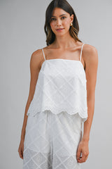 ALAIA EMBROIDERED EYELET TOP AND PANTS SET