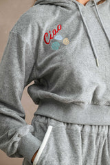 MONICA EMBROIDERED TERRY HOODIE AND SHORTS SET