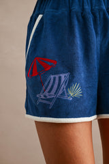 MONICA EMBROIDERED TERRY HOODIE AND SHORTS SET