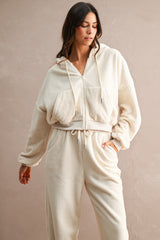 MARIA FLEECE HOODED ZIP UP AND PANTS SET