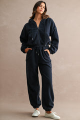 MARIA FLEECE HOODED ZIP UP AND PANTS SET