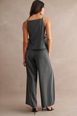 SALLY SIDE TIED TOP AND PLEATED TROUSER SET