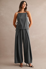 SALLY SIDE TIED TOP AND PLEATED TROUSER SET