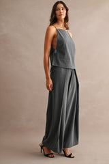 SALLY SIDE TIED TOP AND PLEATED TROUSER SET