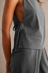 SALLY SIDE TIED TOP AND PLEATED TROUSER SET