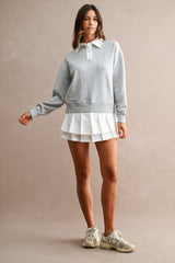 EMILY SCUBA CONTRAST COLLAR PULLOVER SKORT SET