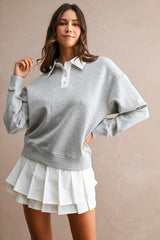 EMILY SCUBA CONTRAST COLLAR PULLOVER SKORT SET