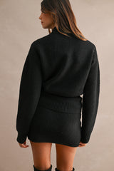 ALLIE RIBBED HALF ZIP MINI SKIRT SET