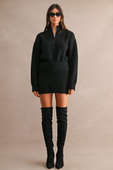 ALLIE RIBBED HALF ZIP MINI SKIRT SET