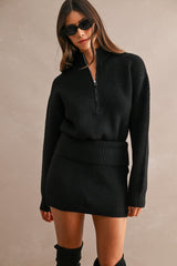 ALLIE RIBBED HALF ZIP MINI SKIRT SET