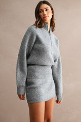 ALLIE RIBBED HALF ZIP MINI SKIRT SET