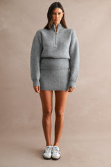 ALLIE RIBBED HALF ZIP MINI SKIRT SET